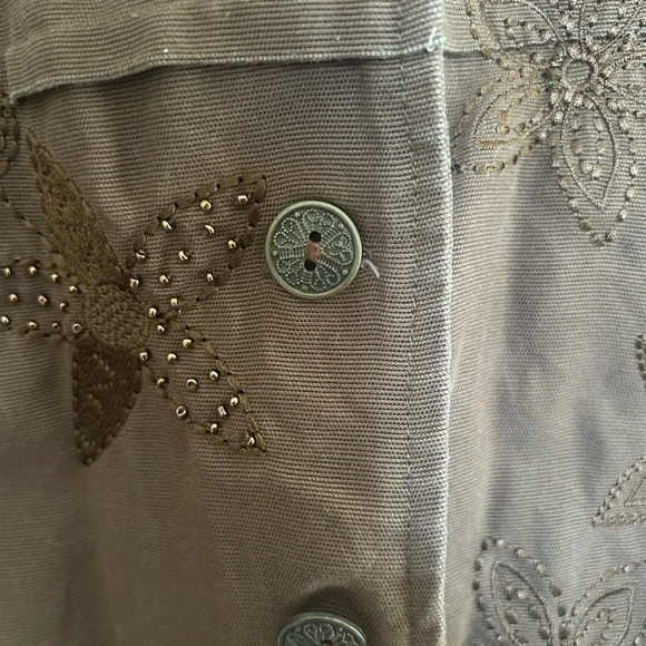 Alfred Dunner Women’s Floral Embroidered Jacket | Size 10P | Brown - Picture 2 of 5